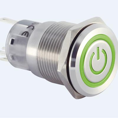 China ELEWIND 19mm Stainless Steel Power Symbol Metal Push Button Switch (PM192F-11ET/R/12V/S, IP65, ROHS) for sale