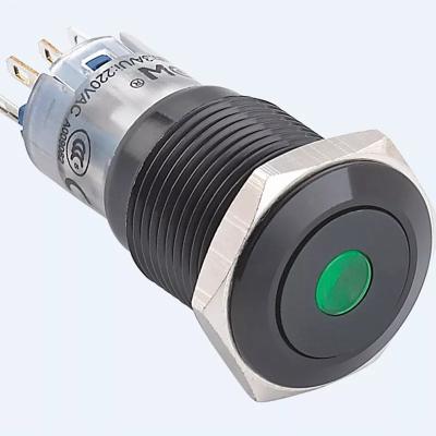 China ELEWIND 19mm Black 1NO1NC Black Aluminum Dot Illuminated Push Button Switch (PM192F-11D/B/12V/A, ROHS) for sale