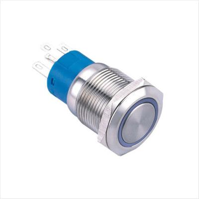 China 19mm ring illuminated metal push button, stainless steel push button switch, push button switch for kitchen hood PM192-11-E/B/S for sale