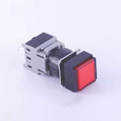 China ELEWIND 16mm Round Type 4 Terminal Plastic Terminal Square 1NO1NC Red Color Push Button Switch (PB163F-11/R) for sale