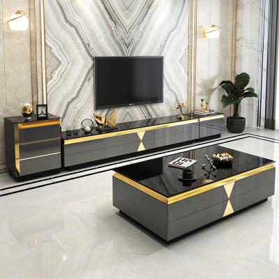 China (Size) 2022 Modern Adjustable Luxury TV Cabinets Unit TV Stand And Coffee Table With Drawer For Living Room Furniture for sale