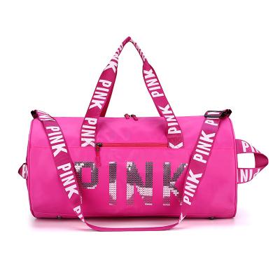 China Single Duffel Bag Laser Sequin Pink Duffel Bag Sports Gym Bag Leisure Shoulder Gym Pink Duffel Bag Durable Travel for sale