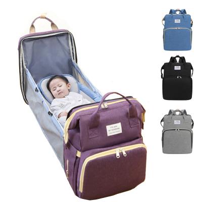 China Hot Selling Mummy Baby Crib Diaper Bag Wholesale Multifunctional Purpose Portable Waterproof Large Capacity Mummy Backpack Foldable Bag for sale