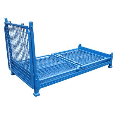 China Stackable Heavy Duty Bulk Metal Pallet Bin Collapsible Folding Wire Mesh Steel Container for sale