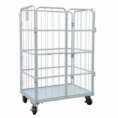 China Popular Folding Roll Cotton Fabric Cage Roll Cage Trolley Roll Container For Logistics for sale