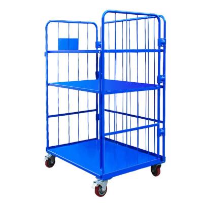 China Popular Customized Folding Laundry Cage Trolley Logistics Cargo Cage Trolley Roll Coantianer For Transportation for sale