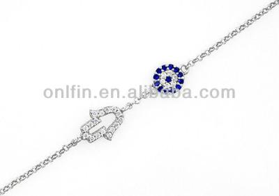 China Wholesale 925 Sterling Silver Hamsa Hand Evil Eye Necklace for sale