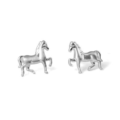 China Sterling Silver Horse Stud Earrings CLASSIC Horse Earring Lover Equestrian Jewelry Gift for sale