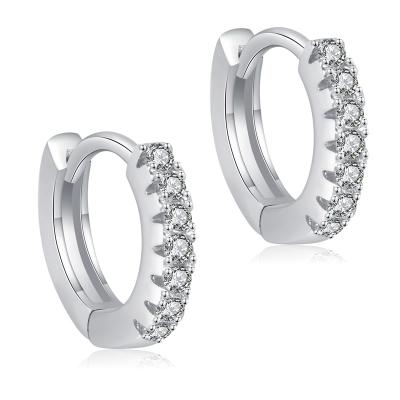 China CLASSIC 925 Small Silver Huggie Small Hoop Earrings Minimal Hoop With CZ for sale