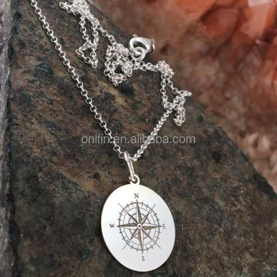 China Sterling Silver Fancy Compass Necklace Jewelry Charm Silver Compass Pendant for sale