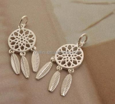 China Sterling Silver Dreamcatcher Charm Pendant Silver Dream Catcher Jewelry for sale