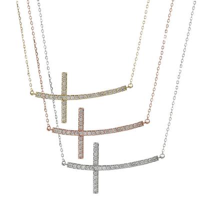 China 2013 Hot Selling Silver Side Cross Cross 925 Sterling Silver Necklace Jewelry Of The Length Necklace for sale