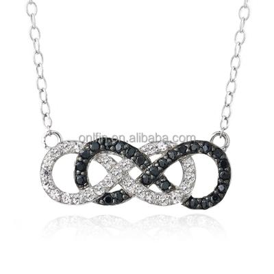 China Fashion Fashion 925 Sterling Silver Double Infinity Black Necklace from Sterling Silver Infinity Cubic Zircon and White CZ Necklace for sale