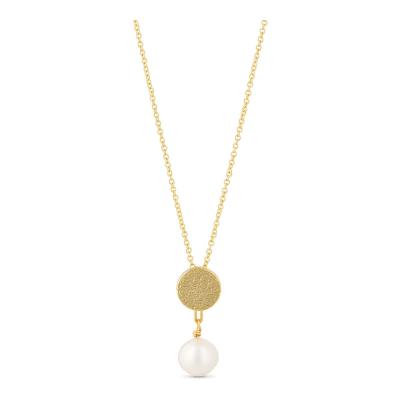 China 2015 FASHIONABLE newest single silver pearl necklace with gold plated 18 inch chain for sale