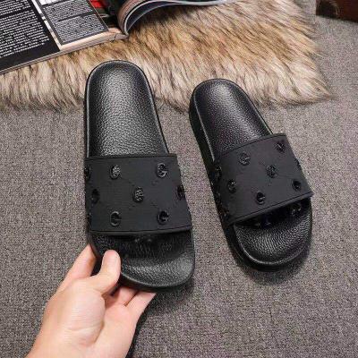 China Double G Trend Fashion Rhombus Pattern Rubber Ladies Single Slide Sandal for sale