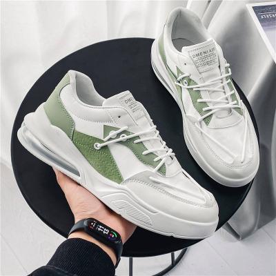 China Fashion Trend Custom Logo High Quality Leather Lace Up Men's Fashion Casual Walking Style Air Cushioning Skateboard Shoes for sale