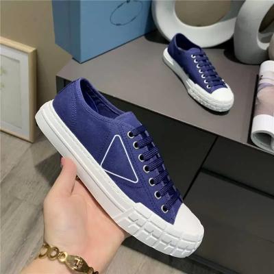 China Fashion Trend Luxury Women Shoes 2022 Canvas Nylon Sneakers High Top Cotton Low With Correct Box Trainers Triangle Rubber Printed Causal Shoe for sale