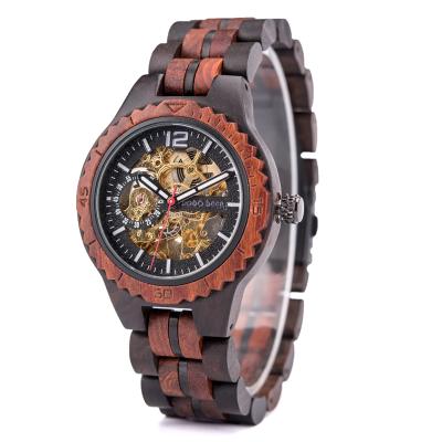 China Wooden Watch Men's Mechanical Watch Date Fashion Nature Automatic Casual Wooden Mechanical Strap Wristwatches for sale