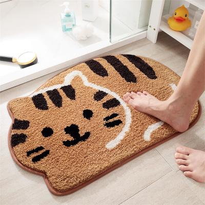 China Bedroom Kitchen Toilet Carpet Cat Door Carpet For Bedroom Decoration Super Absorbent Bathroom Anti-Slip Mats Animal Cartoon Soft Bedside Kids Room Door Cover for sale