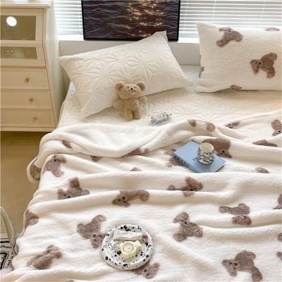 China Thick Anti-Static Winter Fleece Fabric Covers Double Layer Wool Plush Warm Throw Blankets For Sofa Chair Nap Soft Bedspread Quilt Cover for sale