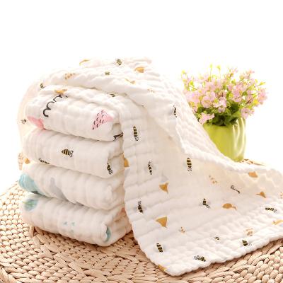 China Hypoallergenic Comfortable Muslin Cloth Cotton Fabric Home Use Cartoon Pattern Baby Bath Towel for sale