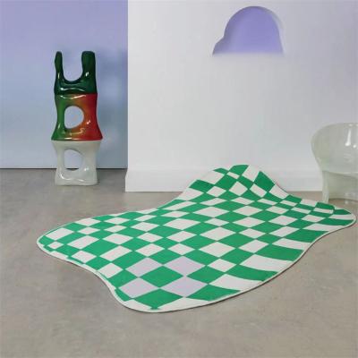 China Bedroom Kitchen Toilet Rugs Checkerboard Plaid Blanket Warped Distorted Absorbent Kitchen Mats Rugs Non-slip Entryway Bath Rug Mat Bedside Mat Rugs One-Slip Cover for sale