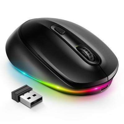 China Rainbow Lights Rechargeable Mini LED Seenda Quiet Mice for Windows Linux Macbook Android OS 2.4G USB Wireless Mouse for sale