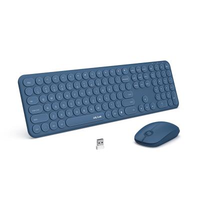 China 2.4GHz Ultra Thin Wireless Keyboard Laptop Desktop Slim Keyboard Mouse for Computer PC Soft Keyboard and Handset (Blue) for sale