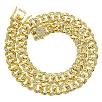 China New Arrival Duyizhao Hip Hop Men's Cuban Hip Hops 13mm Diamond Ice Gold Spicy Cuban Necklace & Bracelet for sale