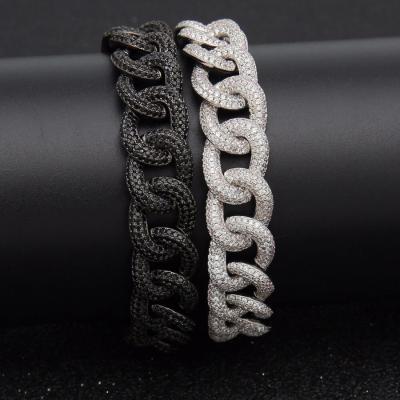 China Hiphop 18K Gold Plated Hip Hop Jewelry Fashion Iced Out Diamond With CZ Bangle Charm Chain Bracelet for sale