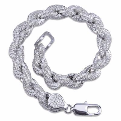 China Trendy Luxury Hip Hop Copper CZ Stone Ice Out Twist Rope Chain Bracelets for sale