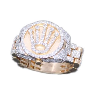 China Hiphop 10K YELLOW GOLD PLATED CROWN RING DIAMOND RING HIP HOP JEWELRY RING for sale