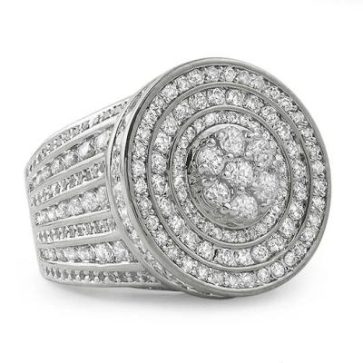 China Custom Hiphop Medallion Ring Diamond Ring Full Iced Out CZ White Gold One Row Tennis Ring For Men for sale