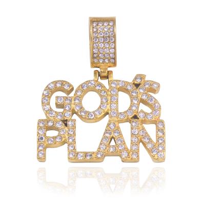 China 2022 Latest Design Hip Hop Stainless Steel Hip Hop Jewelry Charm Letter God Plan Pendant Jewelry For Men for sale