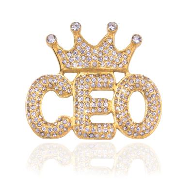 China Hiphop Jewelry 316L Stainless Steel Pendant Necklace Hip Hop Charm Crown Letter CEO Pendant Jewelry Newly for sale