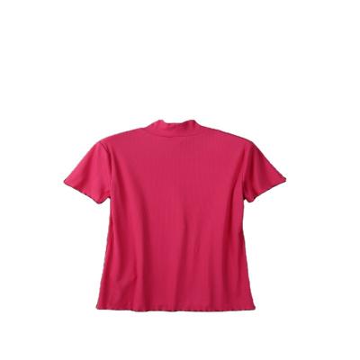 China Cheap Simple Red High Neckline Anti Wrinkle Soft Wearable Shirt Factory Directly From China For Lady for sale