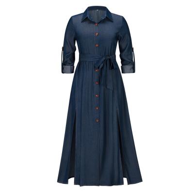 China Wholesale Anti-static Autumn New Fashion Loose Dress Women's Clothing Single Breasted Shirt Spring Long Sleeve Women's Dress for sale