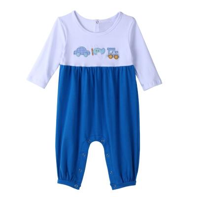 China Wholesale High Quality Cheap Custom Made Soft White Blue Baby Basic Portable Sweat-absorbent Rompers for sale