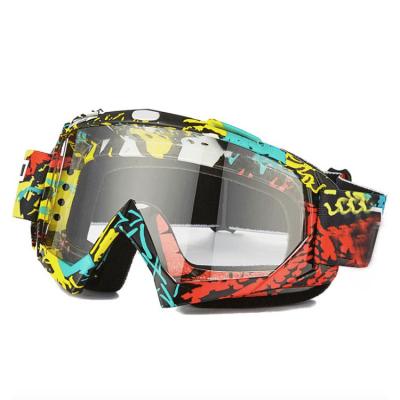 China Scratch style high quality anti-UV PC sgraffito sports goggles motorcycle motocross material windproof goggles for sale