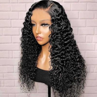 China Water Wave Pre Plucked Lace Closure Hair Wig Density 150 Curly 4*4 Lace Closure Hair Wigs for sale