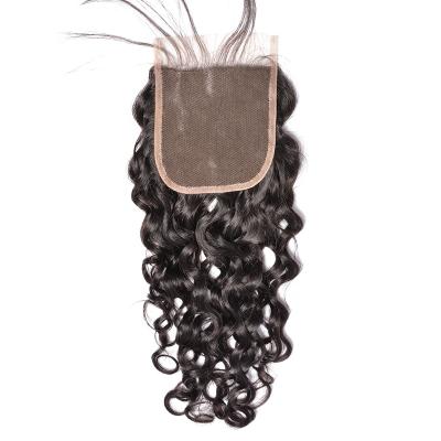 China Water Wave Pre Plucked Natural Line Wet And Wavy Virgin Hair Water Wave Lace Hair Closure Hair Closure for sale