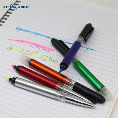 China Pen Zeamor Unique Design Promotional Logo 4 Custom Multi Functional In 1 Highlighter Bar Pen With Stylus Marker Torch And LED Light For Desk for sale