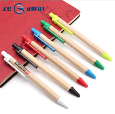 China Promotional Gift Pen Zeamor Pluma Most Popular Recycled Eco-Friendly Clip Click Matte Paper Pen With Logo Donations Custom Gifts for sale