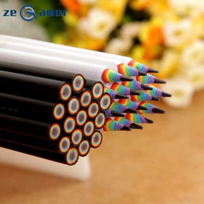 China Office & Promotional High Quality Wooden Colored Art Rainbow Paper School Pencil Zeamor Lapiceros Certificate Drawing Pencils For Painting for sale