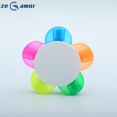 China Beautiful Zeamor Resaltador 5 in 1 multi colors flower shape highlighter pen with custom logo for sale