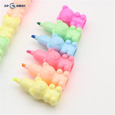 China 2022 Brand New Arrival Zeamor Packing 5 Colors Fluorescent Bear Style Cute Loose Shape Pen For Office School for sale