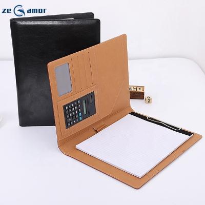 China Zeamor PU A5 Cover Eco-friendly Paper Simple Logo Business Leather Notebook Custom Conference Office Supplies With Calculator Pen Card Holder Sets for sale