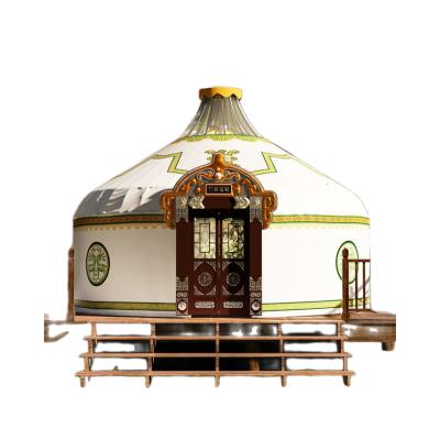 China Windproof 6m Heavy Duty Steel Bamboo Mongolian Yurt Double Slope Waterproof Luxury Dining Holiday Outdoor Restaurant Mongolian Yurt Tent for sale