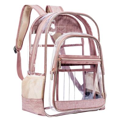 China Other wholesale custom transparent clear PVC plastic pink school backpack for sale