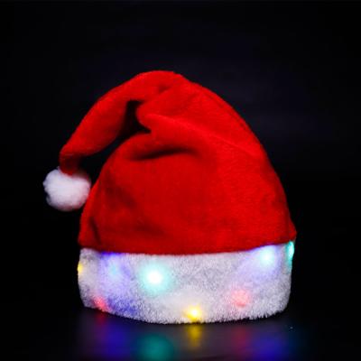 China Christmas Decoration GFLAI Hot Sales Custom Logo Battery Operated Lights Up LED Christmas Hat for Christmas Decoration for sale